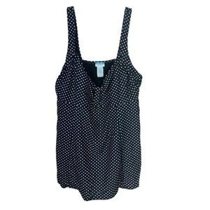 Resort Plus Size 22W‎ Navy Polka Dot One Piece Bathing Suit Swimwear